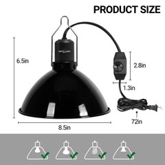 Upgrade Reptile Light Fixture with Dimming,8.5 inch Deep Dome Lamp Fixture fo…