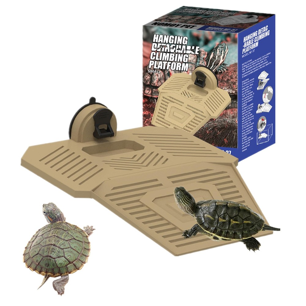 Brown Turtle Basking Platform, M, Removable Ramp, Floating Dock, Aquarium, Rest
