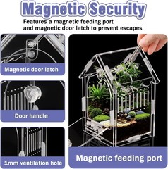 Jumping Spider Enclosure Kit Acrylic Terrarium for Tarantulas, Reptiles & Pra…