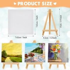 32 Pack, 4 x 4 Inch Mini Canvases with Easel Sets for Painting Small Art Stre…