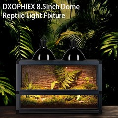8.5in Dome Reptile Heat Lamp Fixture, UVB-Compatible, E26, 150W Max, Switch Hook