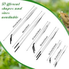 2 Pcs Extra Long Stainless Steel Reptile Feeding Tongs with Rubber Tip 15 Inc…