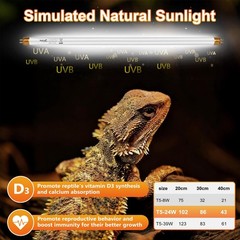 UVB Light for Reptiles Bearded Dragon, 3 Pack T5 UVB Reptile Light UVB Bulb 1…