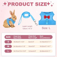 Rabbit Harness and Leash, Small Pet Cute Vest Harness Leash(L, Sky Blue)