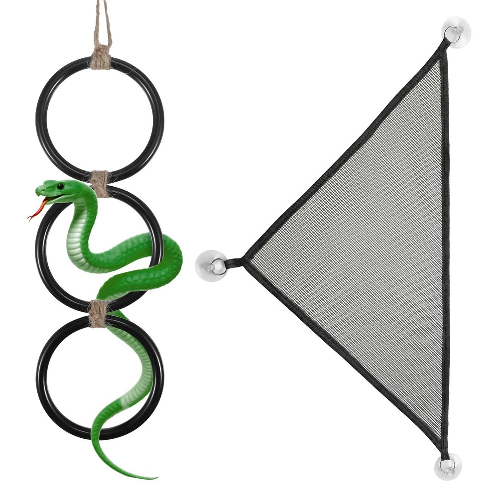 Sorcristy Snake Climbing Rings and Net Hammock Set, Reptile Enrichment Toys f…