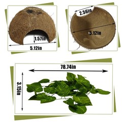 4 PCS Natural Coconut Shell Reptile Hideout Hermit Crab Gecko Lizard Habitat