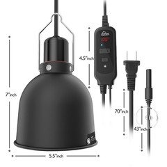Reptile Light Fixture with Dimming Thermostat, 5.5 Inch Deep Dome Lamp Fixtur…