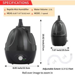REPTILE HUMIDIFIER Mister Fogger for Reptiles Amphibians Herps 2.5L BETAZOOER