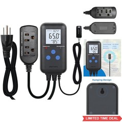 Humidity Controller Dual Stage Outlets Pre Wired for Reptile Mushroom Grow Tent