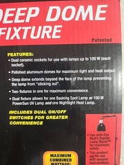 Zoo Med Deep Dome Lamp Fixture, Mini Combo Dual Lamp Fixure 200 Watts