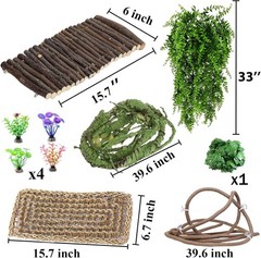 10Pcs Bearded Dragon Tank Accessories, Reptile Hammock Plants Bridge Jungle Clim