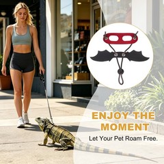 3Pcs Bearded Dragon Lizard Leash Harness with Wing LeatherS/M/L Red