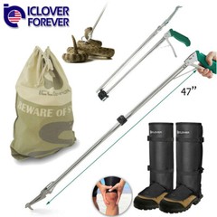 47″ Collapsible Snake Tongs Reptile Catcher+Anti Bite Snake Legging Gaiters+Bag