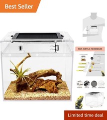 mini Reptile Terrarium,8″ x 8″x 8″ Reptile Tank with Full View Visually Appea…