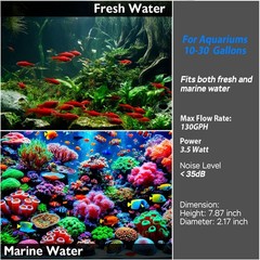 AquaMiracle 130GPH Internal Aquarium Filter, 3-Stage Fish Tank Filter with Du…