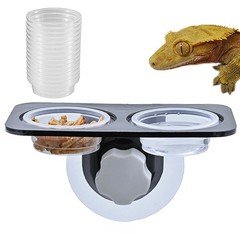 Crested Gecko Feeding Ledge [Non-Suction Cup], with 30 pcs 0.5oz Food Cups, R…
