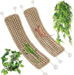 2Pcs Large Bearded Dragon Hammock Lizard Lounger Natural Seagrass Fiber Reptile