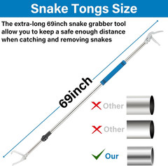 Snake Grabber Tool, 69″ Snake Tongs Long Handle for Rattlesnake Reptile Tongs