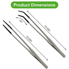 2 Pcs Silver Extra Long Stainless Steel Reptile Feeding Tongs