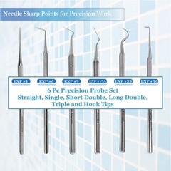 6-Piece Stainless Steel Precision Probe Set: Straight, Single, Shor… Fast Ship
