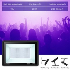 XYCN 2 Pack 150W Black Light 2 Count (Pack of 1), 2pack 150w Led