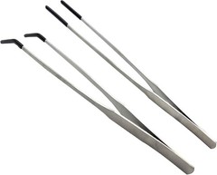 Stainless Steel Straight & Curved Tweezers Aquarium Tweezers W/ Rubber Tips Long