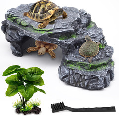 Turtle Basking Platform Kit, Reptile Habitat Hideout, Decorative Resin for Aquar
