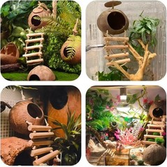 Leopard Gecko Tank Accessories – Reptile Hammock, Vines, Coconut Shell Hideout