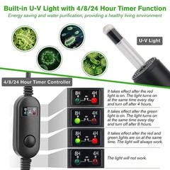 hygger 4-in-1 Submersible U-V Filter Pump, Internal Green Water Killer with T…