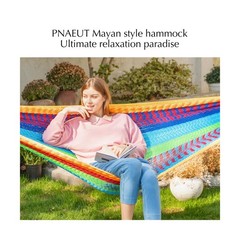 PNAEUT Handwoven Mayan Hammocks for Outside, Handwoven Thick Soft Rope Double…