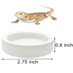 3 Pcs Reptile Food Bowl, Ceramic Water Feeder Bowl for Lizard 2.7 inch, White