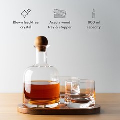 Cork & Mill Whiskey Decanter Set, Hand-Blown Lead-Free Crystal 800ml Liquor D…