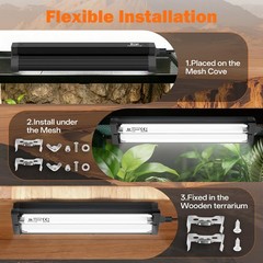 T5 UVB Reptile Light Fixture Combo Kit 8W: 10.0 HO UVB Light for Reptiles Terrar