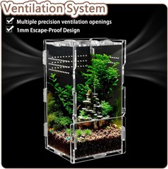 8x4x4in Vertical Acrylic Jumping Spider Enclosure – Transparent color