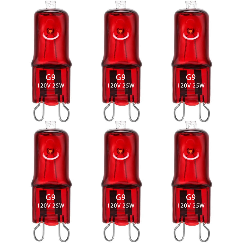 G9 Infrared Heat Lamp Bulbs Dimmable Night Red UVA 2 Pin 25 Watt 6 PCS