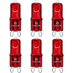 G9 Infrared Heat Lamp Bulbs Dimmable Night Red UVA 2 Pin 25 Watt 6 PCS