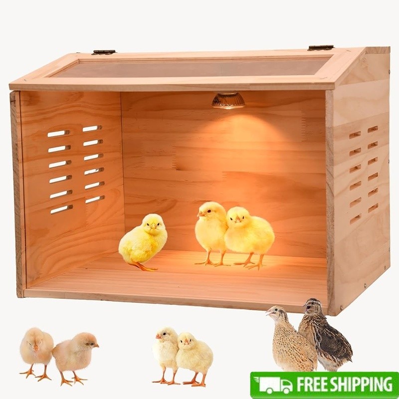 110V 50W Heating Lamp Brooder Box Chicks Ducklings Puppies Non-Toxic Wood New