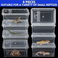 8 Pcs Reptile Breeding Box Plastic Spider Terrarium Tarantula Feeding Box for…