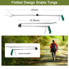 47″52″Extra Heavy Duty Reptile Snake Tongs Grabber Rattle Snake Catcher Wide Jaw