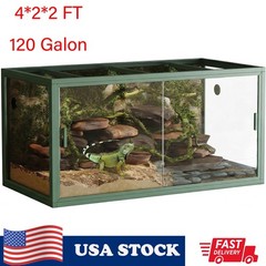 Reptile Enclosure Terrarium 120 Gal 4x2x2 ft Green Low Habitat w/Sliding Doors