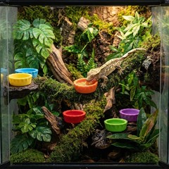 7 Pack Crested Gecko Food Dish and Water Bowl Small Small, Multiple Colors