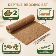Reptile Carpet 30″x12″ 2 PCS Coconut Fiber Mat for 20 Gallon Reptile Tank,Tor…