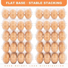 100 Pack Clear Plastic Egg Cartons, Reusable Stackable Egg Containers for Far…