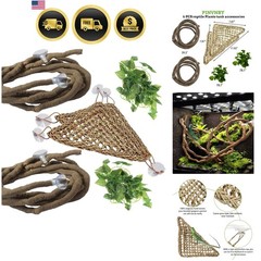 Reptile Hammock Vines Leaves Set for Lizards Snakes Chameleons 6 Pcs
