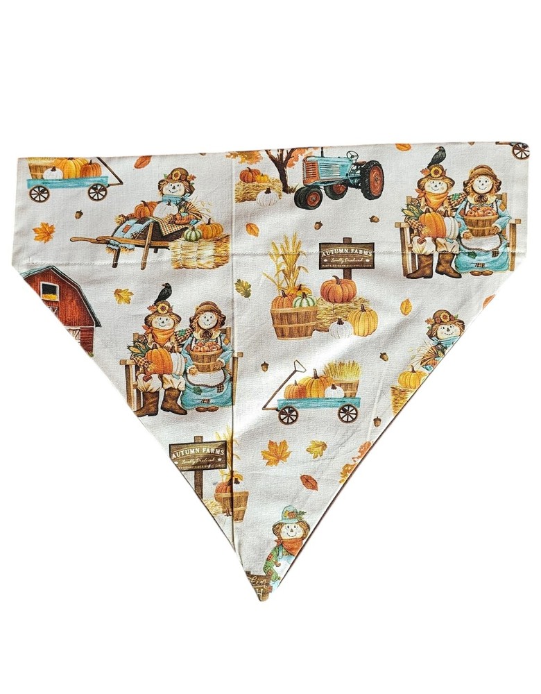 Fall Scarecrows Over Collar Dog Bandana Slips Onto Existing Size Medium