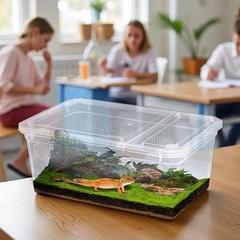 6 Pack Reptile Feeding Box Breeding Transparent color