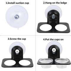 Gecko Feeder Ledge Acrylic Suction Cup with 20 1 oz Plastic Bowls Reptile Foo…