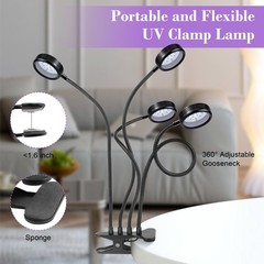 LEDLampsWorld USB UV Black Light 4 Heads, 20W 395nm-405nm LED 4