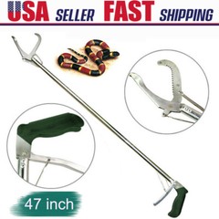 47″ Heavy Duty Snake Tongs Reptile Grabber Catcher Stick Wide Jaw Handling Tool