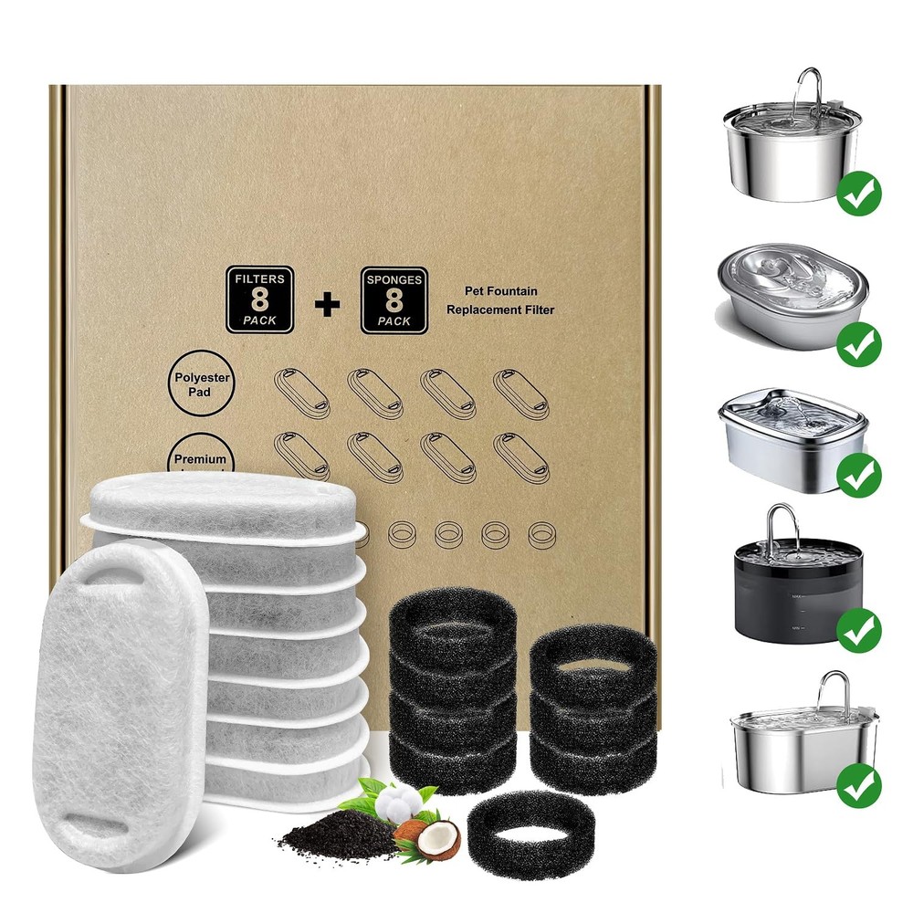 Cat Water Fountain Filters,Cat Fountain Replacement Filters for Stainless Ste…